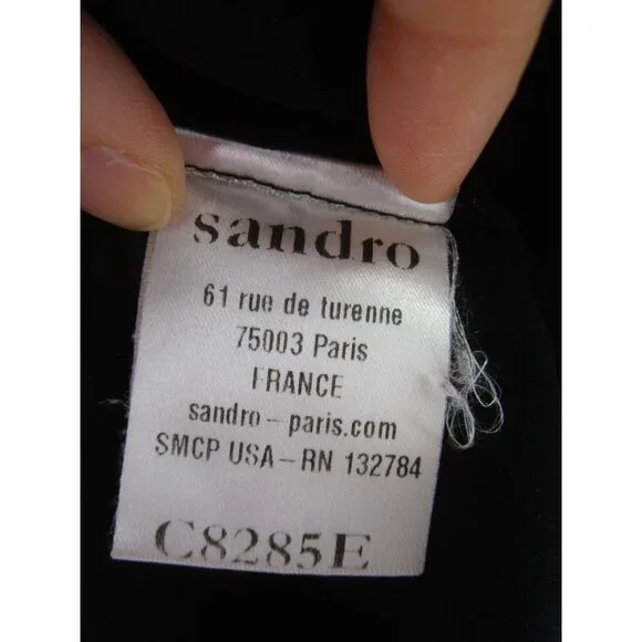 Sandro Top 3 Paris Blouse Studded Button Up Collared Career Large - Picture 9 of 11